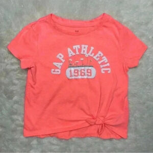 GAP T-Shirt Orangish-Pink / White  Tie Waist Size Small